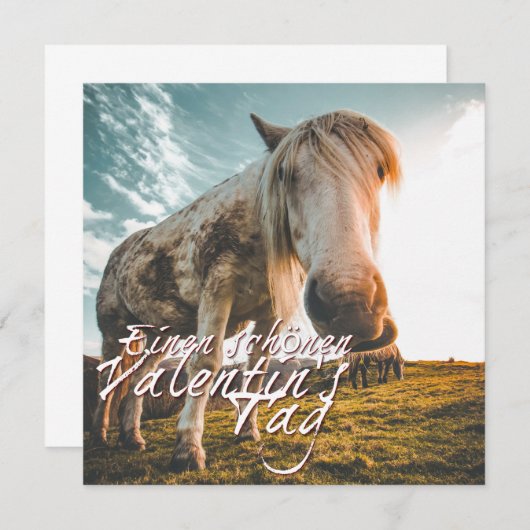 Einen schönen Valentinstag mit schauendem Pferd (Voorkant / Achterkant)