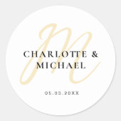 Einfach, elegant, Monogramm Ronde Sticker (Voorkant)