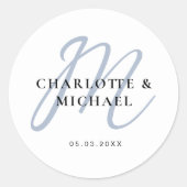 Einfach, elegant, Monogramm Ronde Sticker (Voorkant)