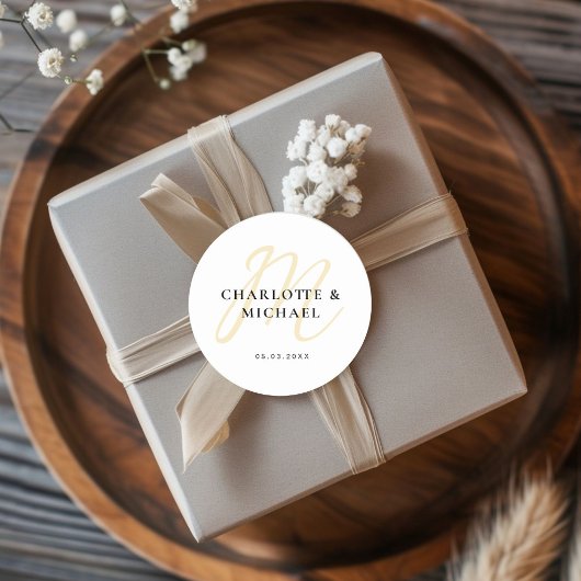 Einfach, elegant, Monogramm Ronde Sticker