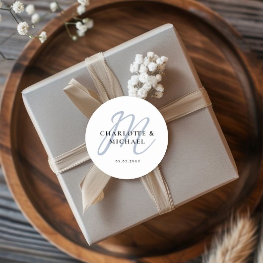 Einfach, elegant, Monogramm Ronde Sticker