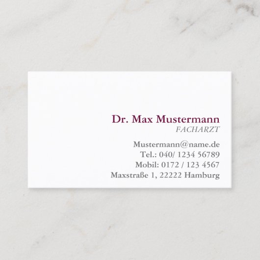 einfache Arzt Visitenkarte Visitekaartje (Voorkant)