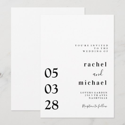 Einfache, elegante Einladung Kaart (Voorkant / Achterkant)