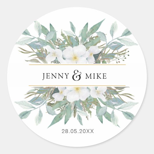 Einfache, elegante Eukalyptus Ronde Sticker (Voorkant)