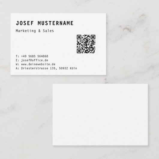Einfache Elegante QR Code Visitenkarten Vorlage Visitekaartje (Voorkant / Achterkant)