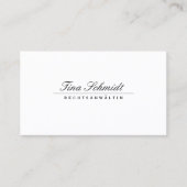 Einfache Elegante Rechtsanwalt Weiß Visitenkarte Visitekaartje (Voorkant)