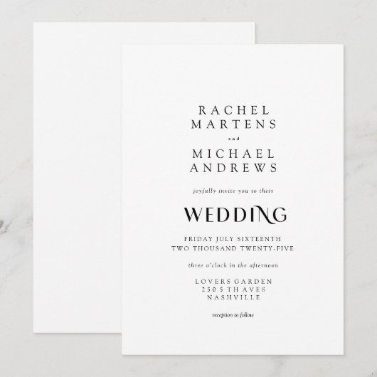 Einfache Moderne Einladung Kaart (Voorkant / Achterkant)