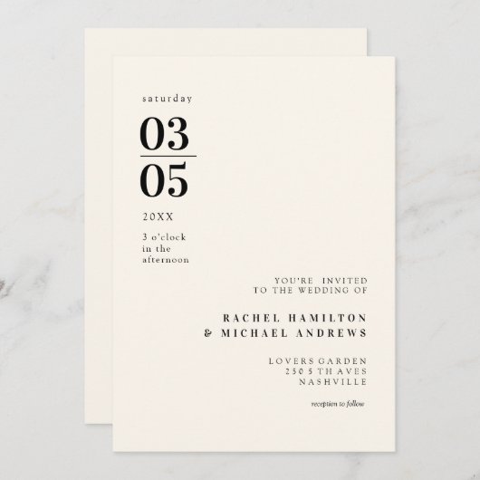 Einfache, moderne, grosse Typografie Einladung Kaart (Voorkant / Achterkant)