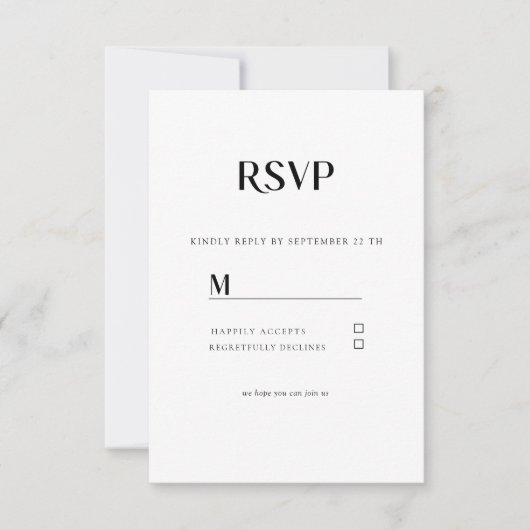 Einfache Moderne Wedding RSVP Karte Kaartje (Voorkant)