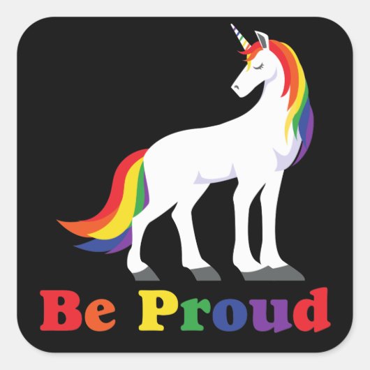 Einhorn | Regenbogen | Proud | LGBT Vierkante Sticker (Voorkant)