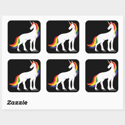 Einhorn | Regenbogen Vierkante Sticker (Vel)