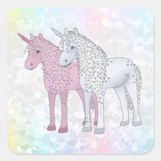 Einhörner Vierkante Sticker (Voorkant)