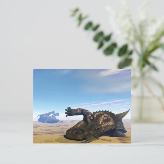 Einiosaurus dinosaurus dood briefkaart (Staand voorkant)