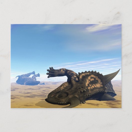 Einiosaurus dinosaurus dood briefkaart (Voorkant)
