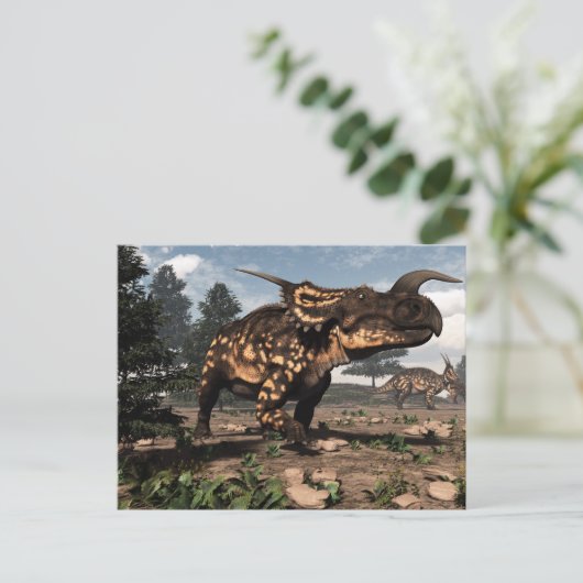Einiosaurus dinosaurussen in de woestijn - 3D-rend Briefkaart (Staand voorkant)