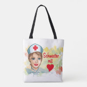 Einkaufsbeutel - Schwester mit Herz Tote Bag (Achterkant)