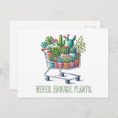 Einkaufswagen mit Pflanzen- "never enough plants" Briefkaart (Voorkant / Achterkant)