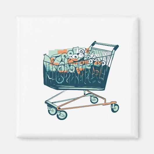 Einkaufwagen mit Klopapier Magneet (Voorkant)