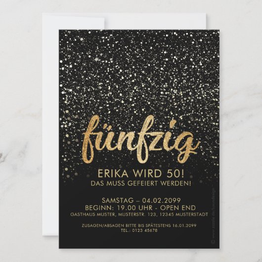 Einladung 50. Geburtstag "Party-Deko" Aankondiging (Voorkant)