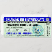 Einladung 50. Geburtstag Vorlage Fußball blau Kaart (Voorkant / Achterkant)