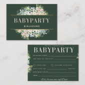 Einladung Babyparty – Gold Grün Floral Babyshower Notitiekaartje (Voorkant / Achterkant)