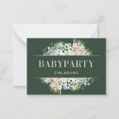 Einladung Babyparty – Gold Grün Floral Babyshower Notitiekaartje (Voorkant)