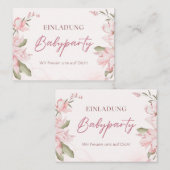 Einladung Babyparty – Pink Blumen Babyshower Notitiekaartje (Voorkant / Achterkant)
