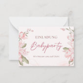 Einladung Babyparty – Pink Blumen Babyshower Notitiekaartje (Voorkant)