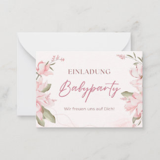 Einladung Babyparty – Pink Blumen Babyshower Notitiekaartje