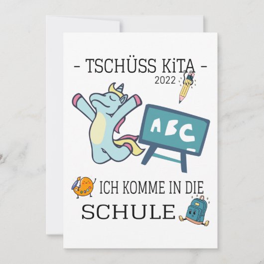 Einladung Einschulung Einhorn  Kaart (Voorkant)