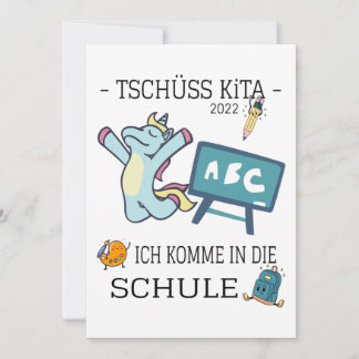 Einladung Einschulung Einhorn  Kaart
