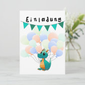 Einladung Kindergeburtstag Drache Kaart (Staand voorkant)