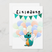 Einladung Kindergeburtstag Drache Kaart (Voorkant / Achterkant)
