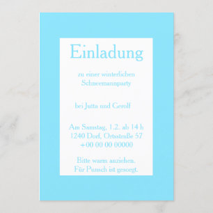 Einladung Winterparty Eis und Schnee Kaart