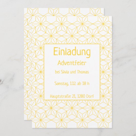 Einladung zu einer Feier, goldene Sterne Kaart (Voorkant / Achterkant)