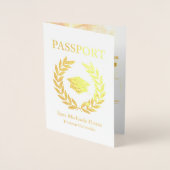 Einladung zur Abschlussfeier Reisepass Goldfolie Folie Kaarten (Voorkant)