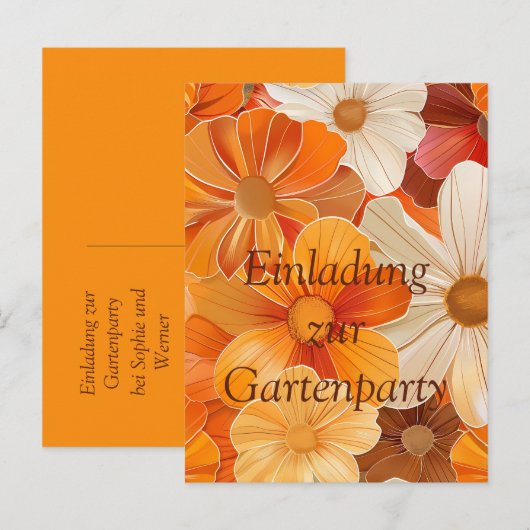 Einladung zur Gartenparty Retro 1970er Stil Uitnodiging Briefkaart (Voorkant / Achterkant)