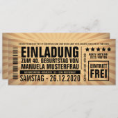 Einladungen 40. Geburtstag – Eintrittskarte Kaart (Voorkant / Achterkant)