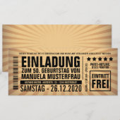 Einladungen 50. Geburtstag – Eintrittskarte Kaart (Voorkant / Achterkant)