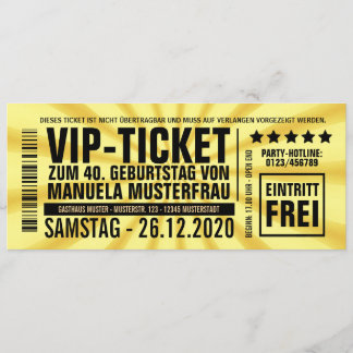 Einladungen zum 40. Geburtstag (“VIP”) Kaart