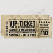 Einladungskarte 50. Geburtstag VIP-Ticket Kaart (Voorkant / Achterkant)