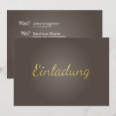 Einladungskarte mit "Was? Wann? Wo? P.S.:"-Text Kaart (Voorkant / Achterkant)