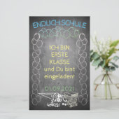 Einladungskarte zur Einschulung im Tafelstil (Staand voorkant)