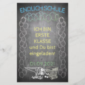 Einladungskarte zur Einschulung im Tafelstil (Voorkant)