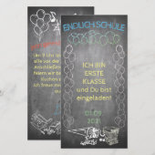 Einladungskarte zur Einschulung im Tafelstil (Voorkant / Achterkant)