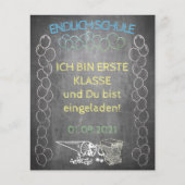 Einladungskarte zur Einschulung im Tafelstil (Voorkant)