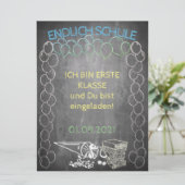 Einladungskarte zur Einschulung im Tafelstil (Staand voorkant)