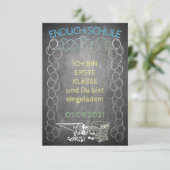 Einladungskarte zur Einschulung im Tafelstil (Staand voorkant)