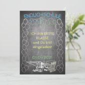 Einladungskarte zur Einschulung im Tafelstil (Staand voorkant)