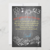 Einladungskarte zur Einschulung im Tafelstil (Achterkant)